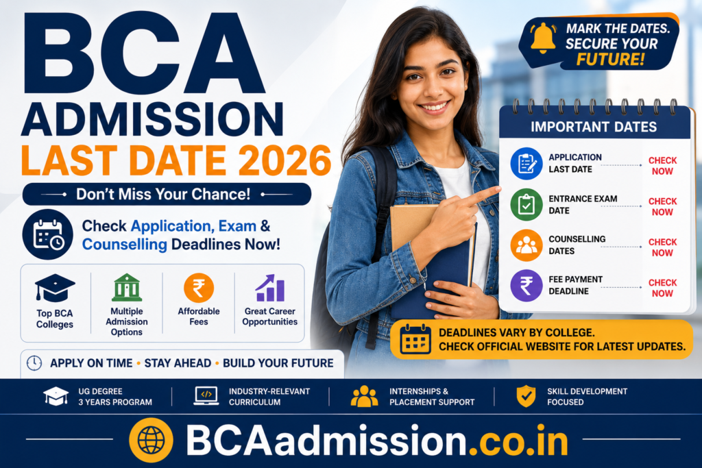 BCA Admission Last Date 2026 application and counselling dates